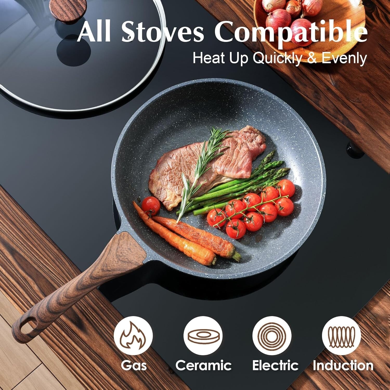 Easy-Clean Nonstick Omelet Pan with Lid - 12.5-Inch for All Cooking Needs