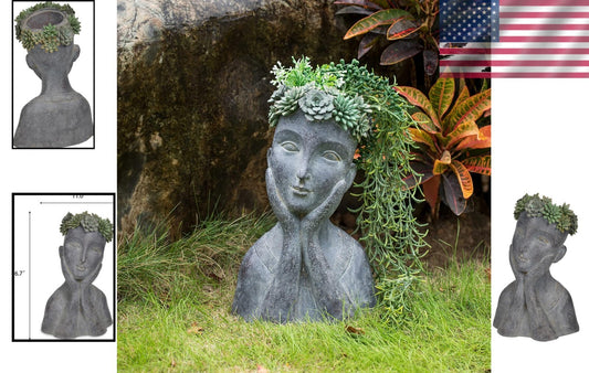 Creative Face Shaped Outdoor Planter with Drainage - Eye-catching Succulent Pot