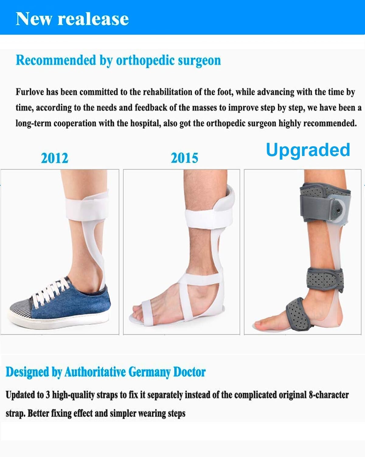 Durable AFO Ankle Foot Orthosis - Adjustable X-Large Drop Foot Support Brace