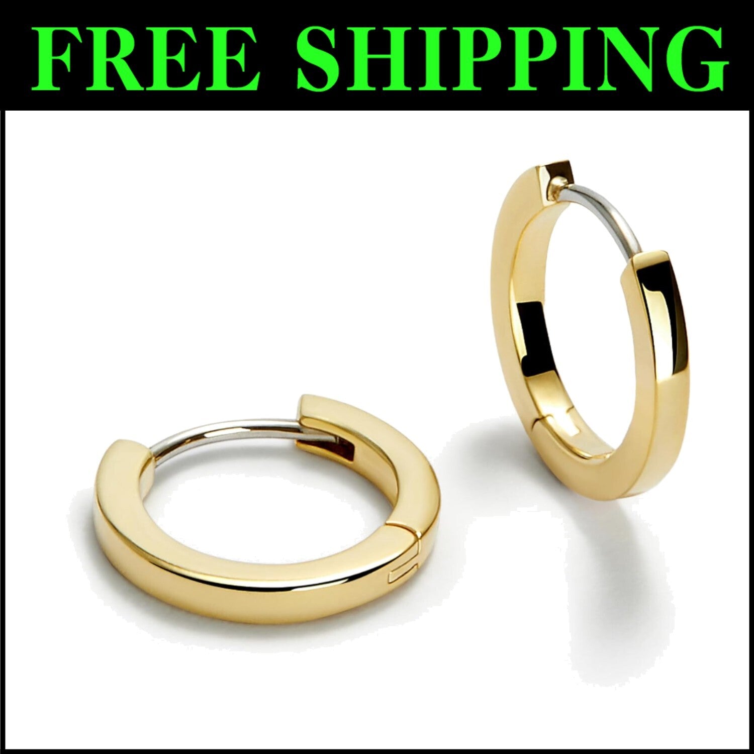 Chic Water-Resistant Huggie Hoop Earrings - 14K Gold Plated for Lasting Shine