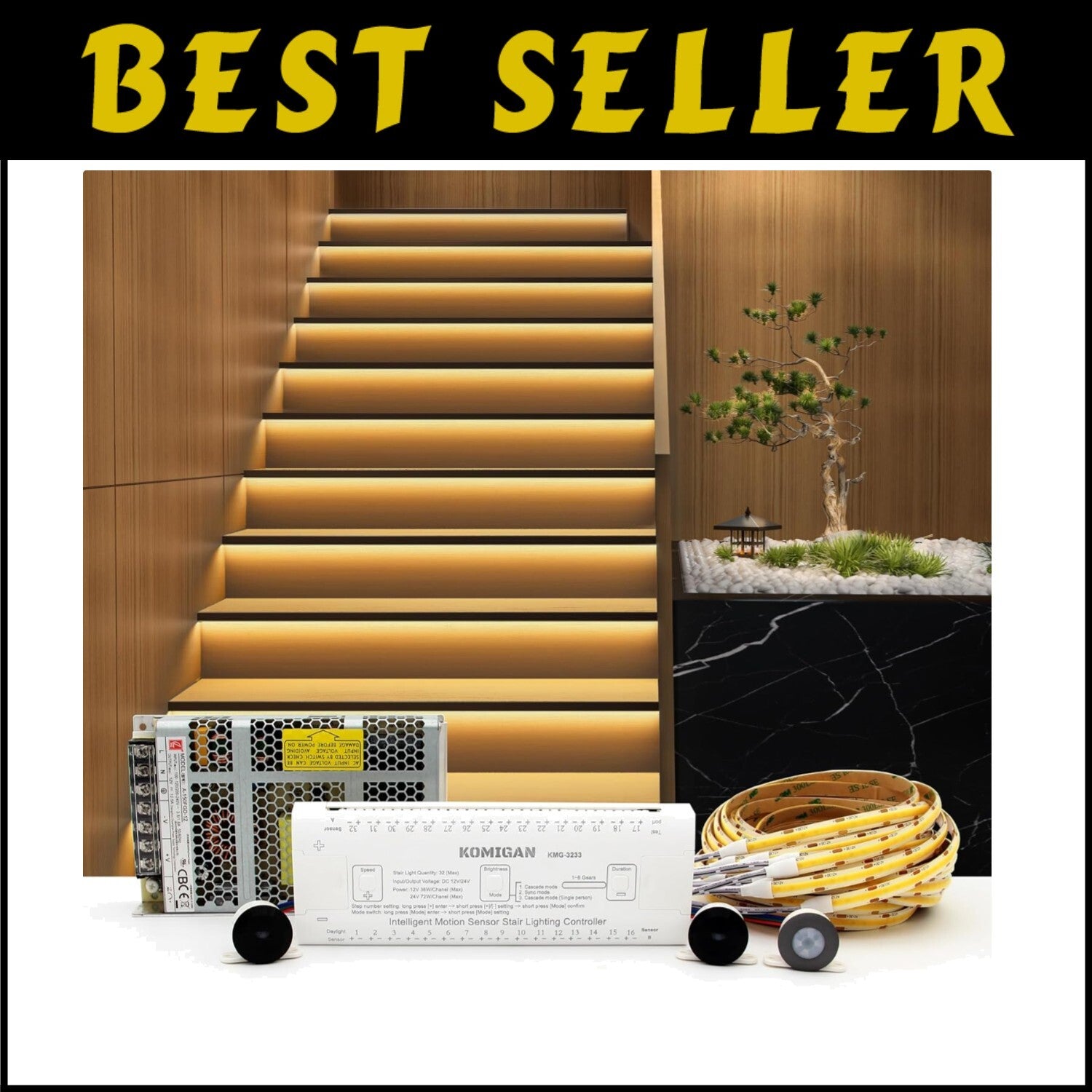 High-Performance COB LED Stair Lighting Kit - 40" Motion-Activated Illumination