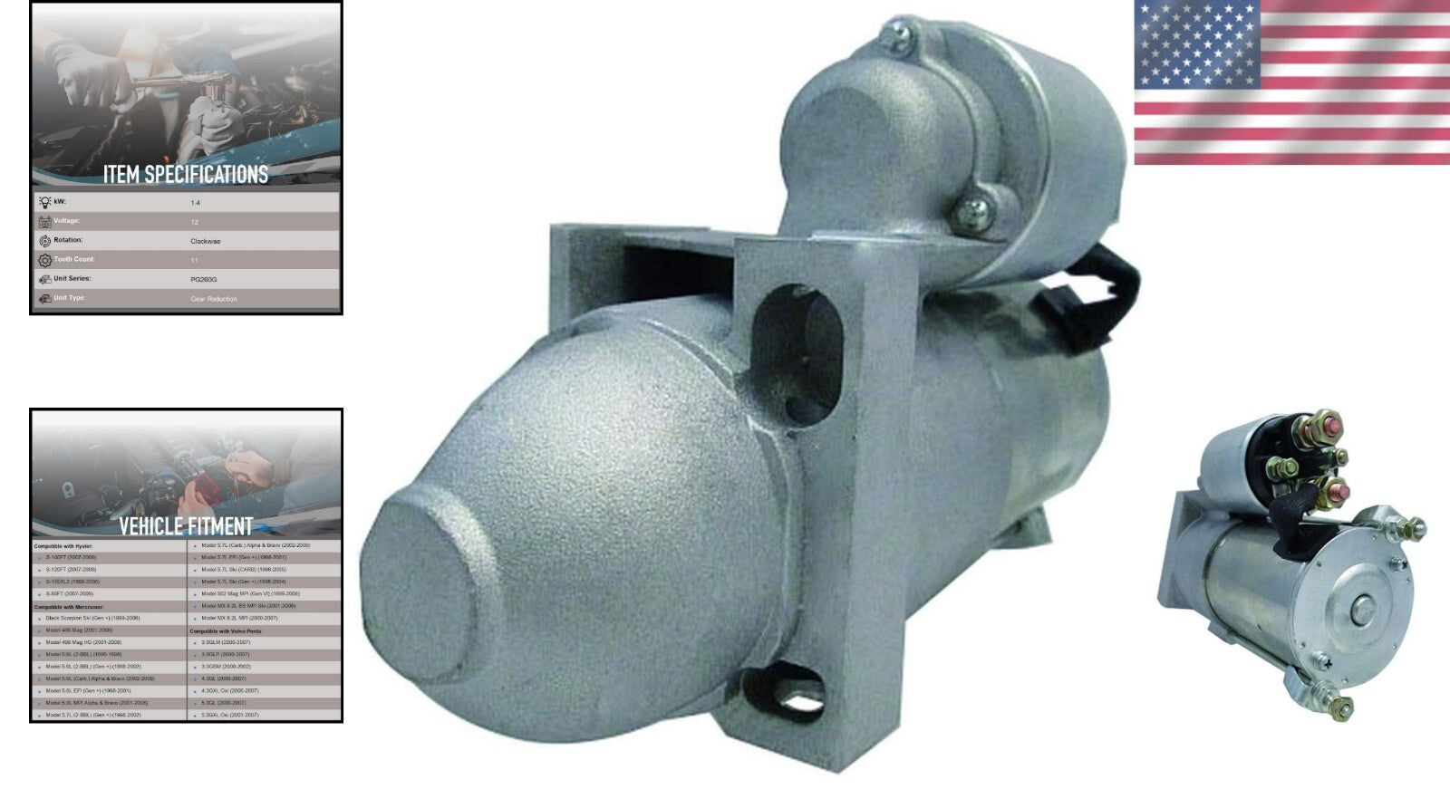 Durable New 1.4kW Starter Compatible with Mercruiser 3.0/5.0/350 Mag Series