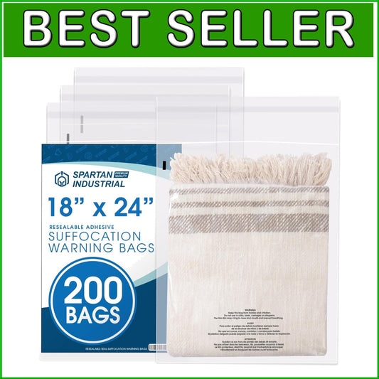 200 Count Clear 18” x 24” Self-Seal Bags with Suffocation Alert Compliance