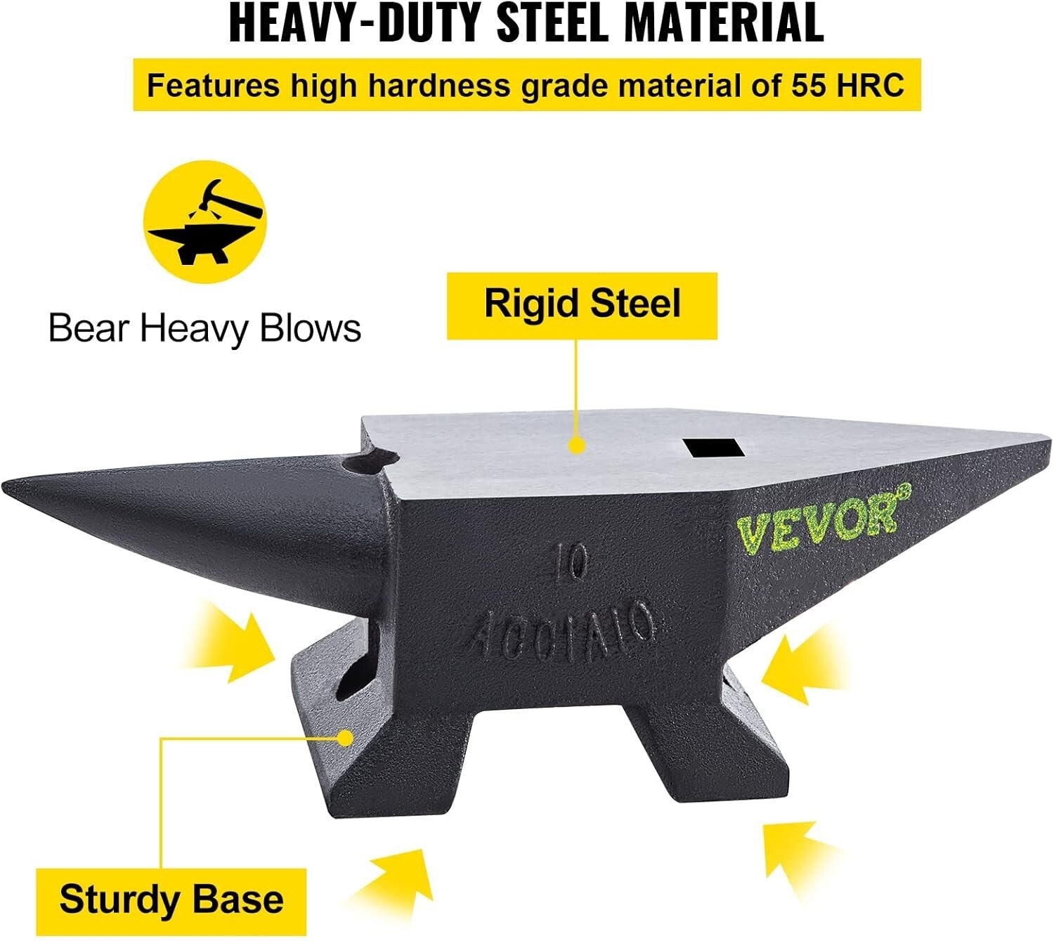 22 lbs Cast Steel Anvil for Blacksmithing - Large Countertop & Stable Base