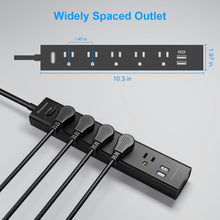 Load image into Gallery viewer, Heavy-Duty 10FT Power Strip with Surge Protection, 5 Outlets, USB C Charging