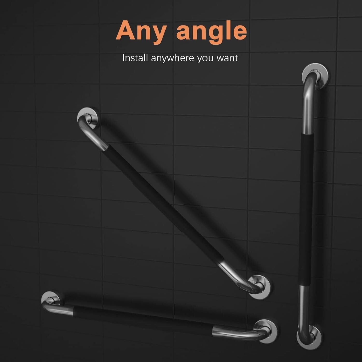 Dual 24-Inch Anti-Slip Grab Bars for Elderly & Handicap Support - Easy Install