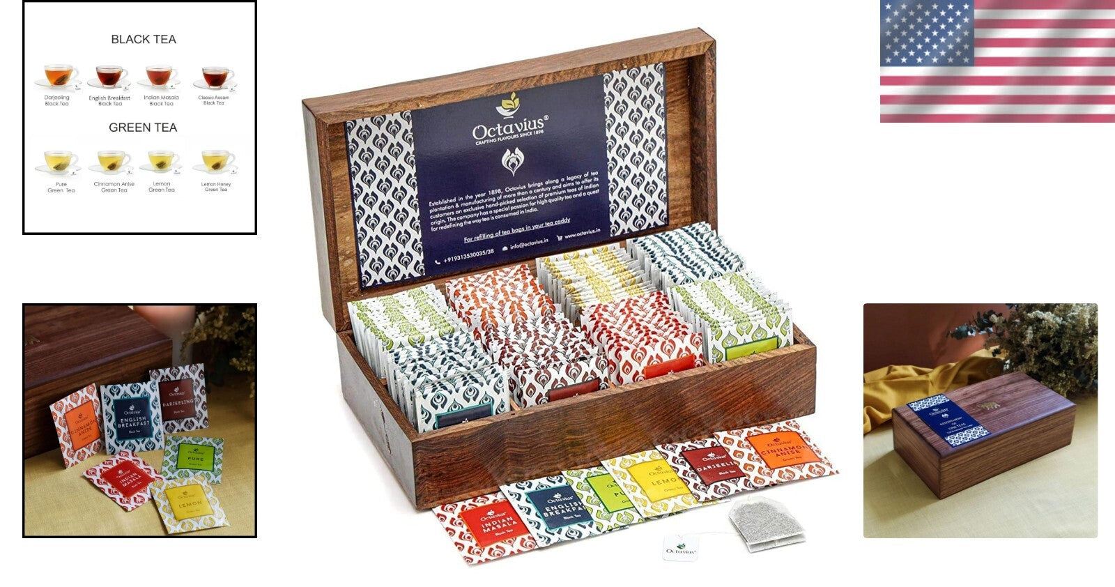 Exquisite Assorted Tea Collection in Wooden Box | 120 Total Tea Bags for Gifting