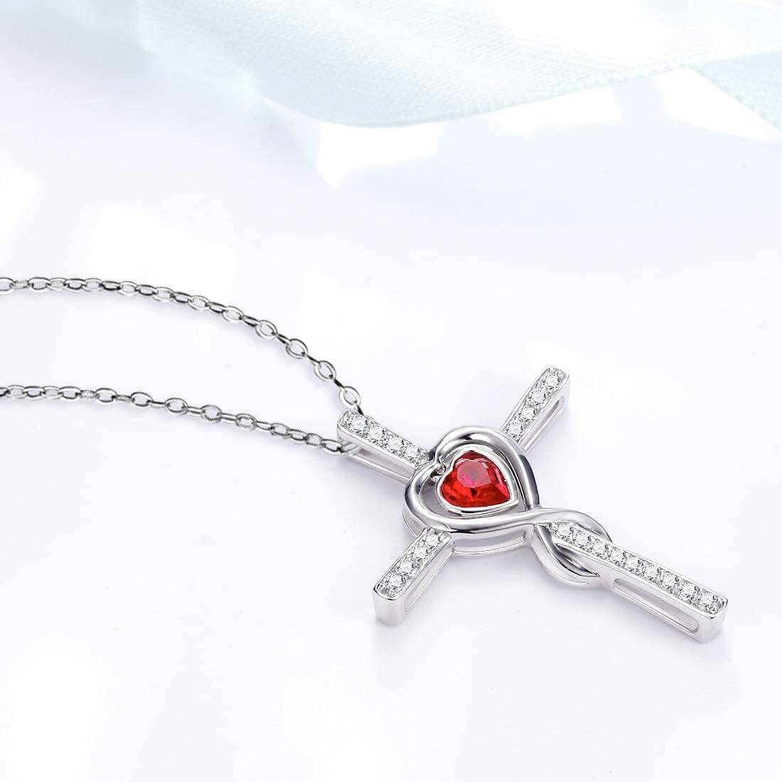 Adjustable February Garnet Infinity Heart Necklace - Perfect Birthday Gift