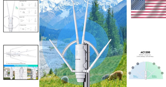 High-Speed AC1200 Outdoor WiFi Range Extender with Dual Gigabit Ethernet Ports