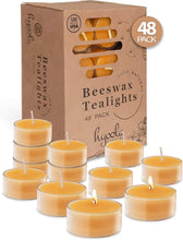 Load image into Gallery viewer, Pure Beeswax Tea Lights - Handmade Unscented Candles, 48 Pack - 4 Hour Burn Time