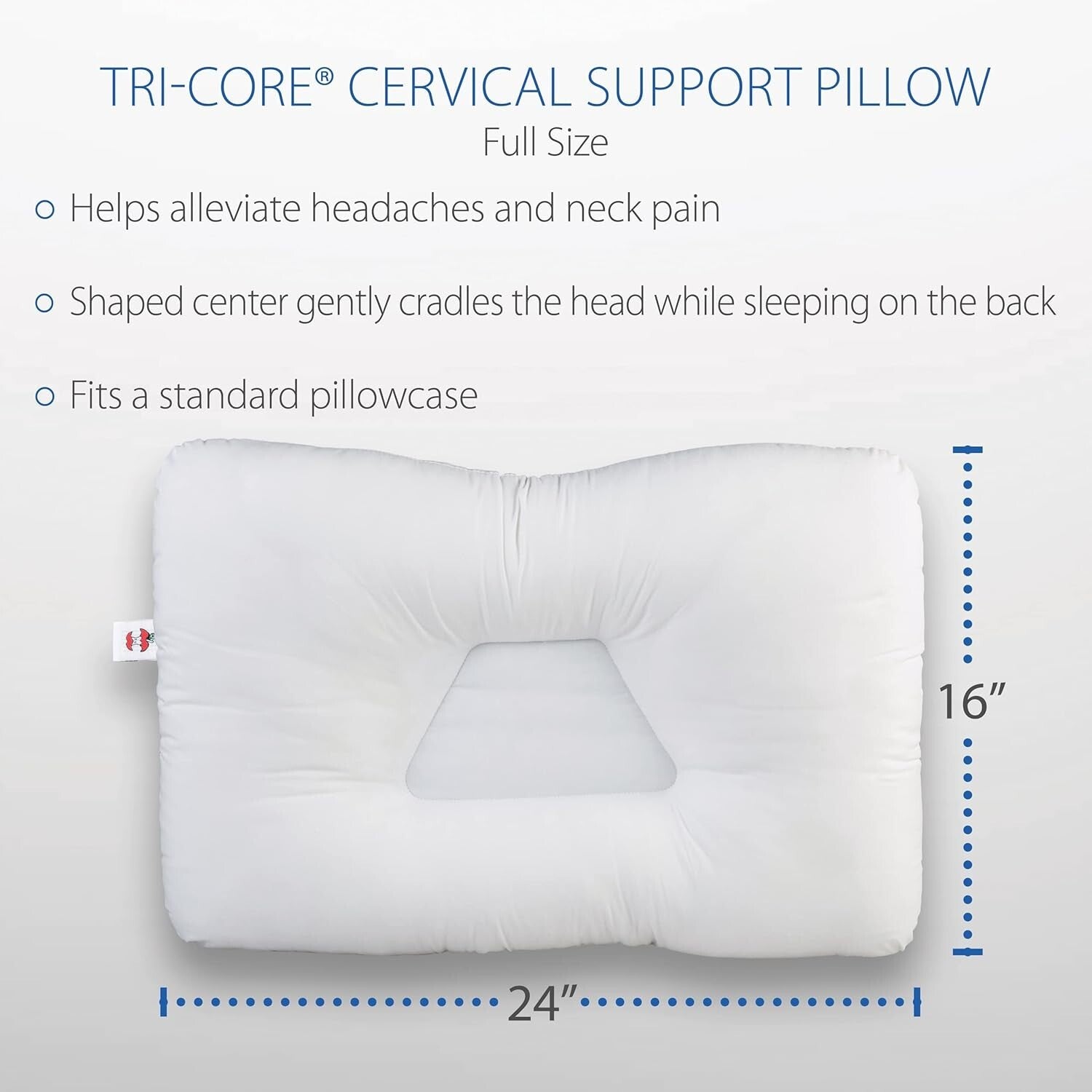 Pain-Relief Tri-Core Cervical Pillow in White - Ergonomic & Machine Washable