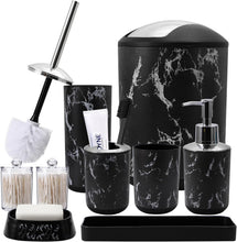 Load image into Gallery viewer, 9-Piece Black Marble Bathroom Accessories Set - Enhancing Elegance and Function
