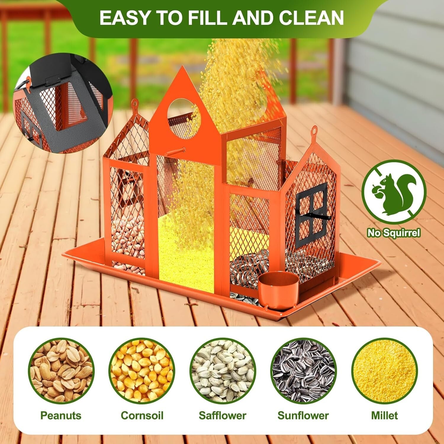 Elegant Solar Bird Feeder House - 7lbs Capacity & Water Cup for Backyard Birds