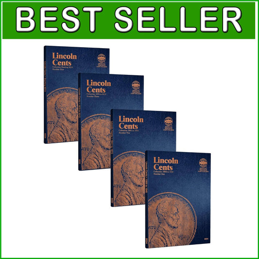 Four Volume Lincoln Cent Coin Folder Set in Federal Blue - Compact & Durable