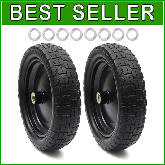 2-Pack Premium 13" Flat-Free Tires for Garden Carts & Hand Trucks - 330 lb Load