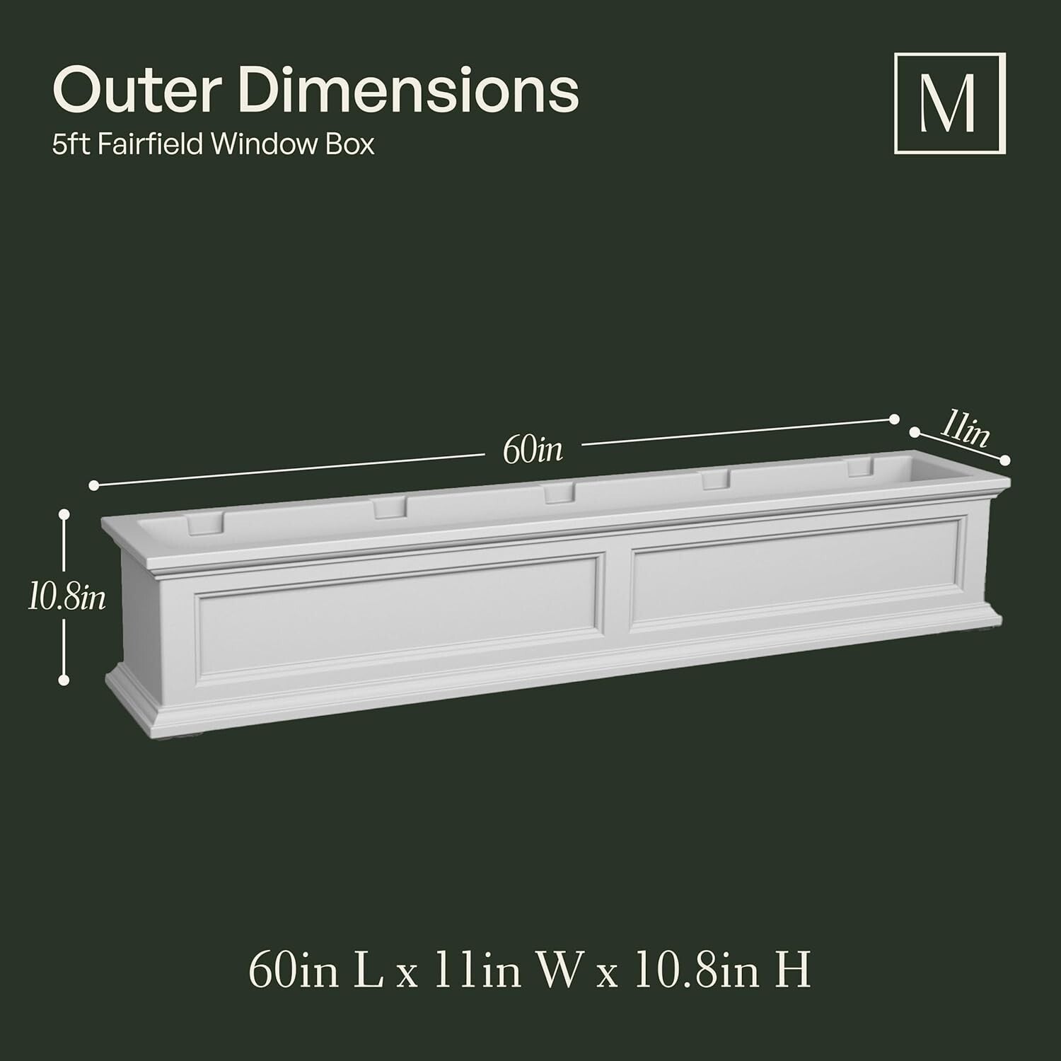 5-Foot Black Window Box with Overflow Drainage - Weatherproof Flower Planter