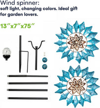Load image into Gallery viewer, Durable 75in Solar Wind Spinner with Multi-Color LED Lighting for Outdoors