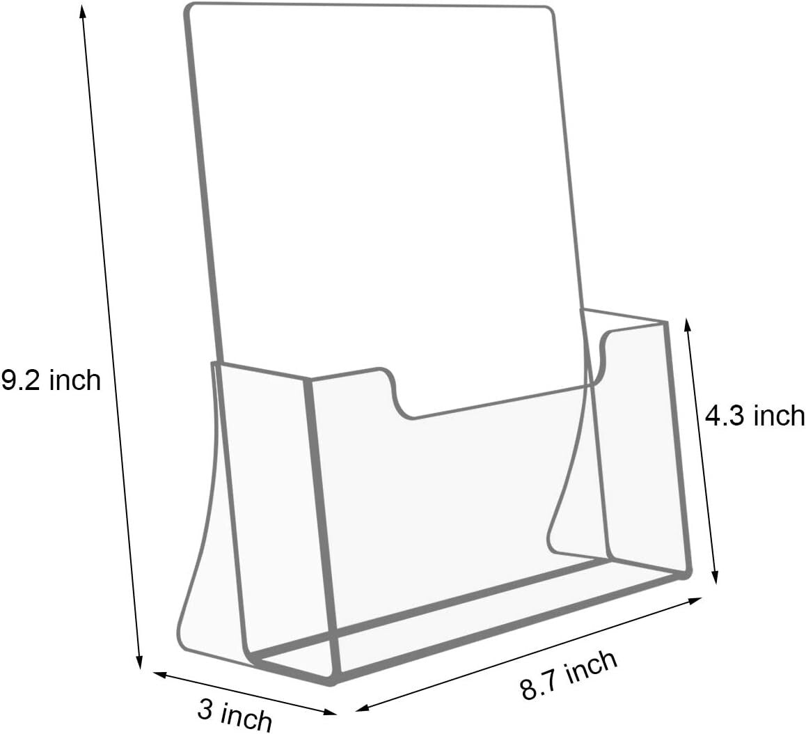 Multi-Option 6-Pack Acrylic Brochure Holders with Slanted Support - 8.5 in