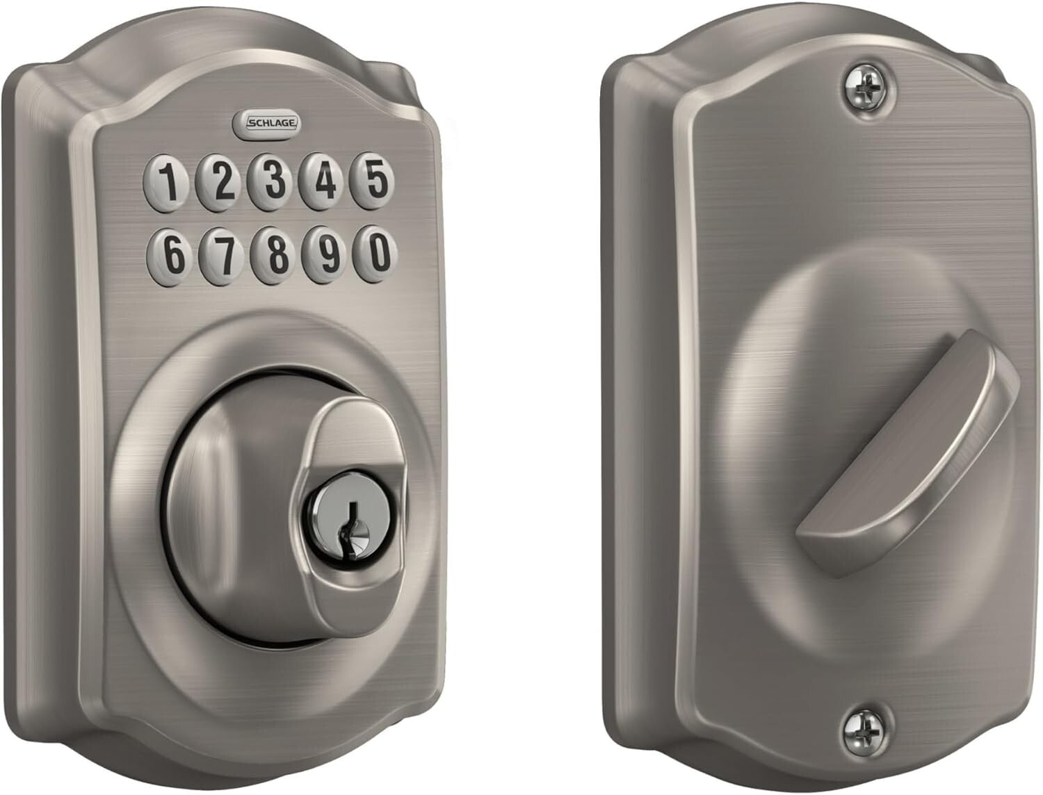 BE365 V CAM 619 Keyless Electronic Entry Lock in Satin Nickel for Home Security