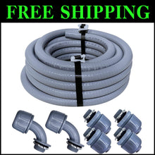 Load image into Gallery viewer, 25 Ft 3/4 Inch PVC Liquid-Tight Conduit with Straight &amp; 90-Degree Connectors