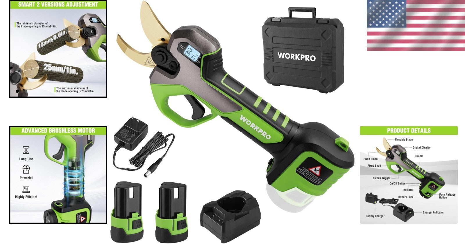 Efficient Cordless Pruning Shears with Fast Charger - Perfect for All Gardens