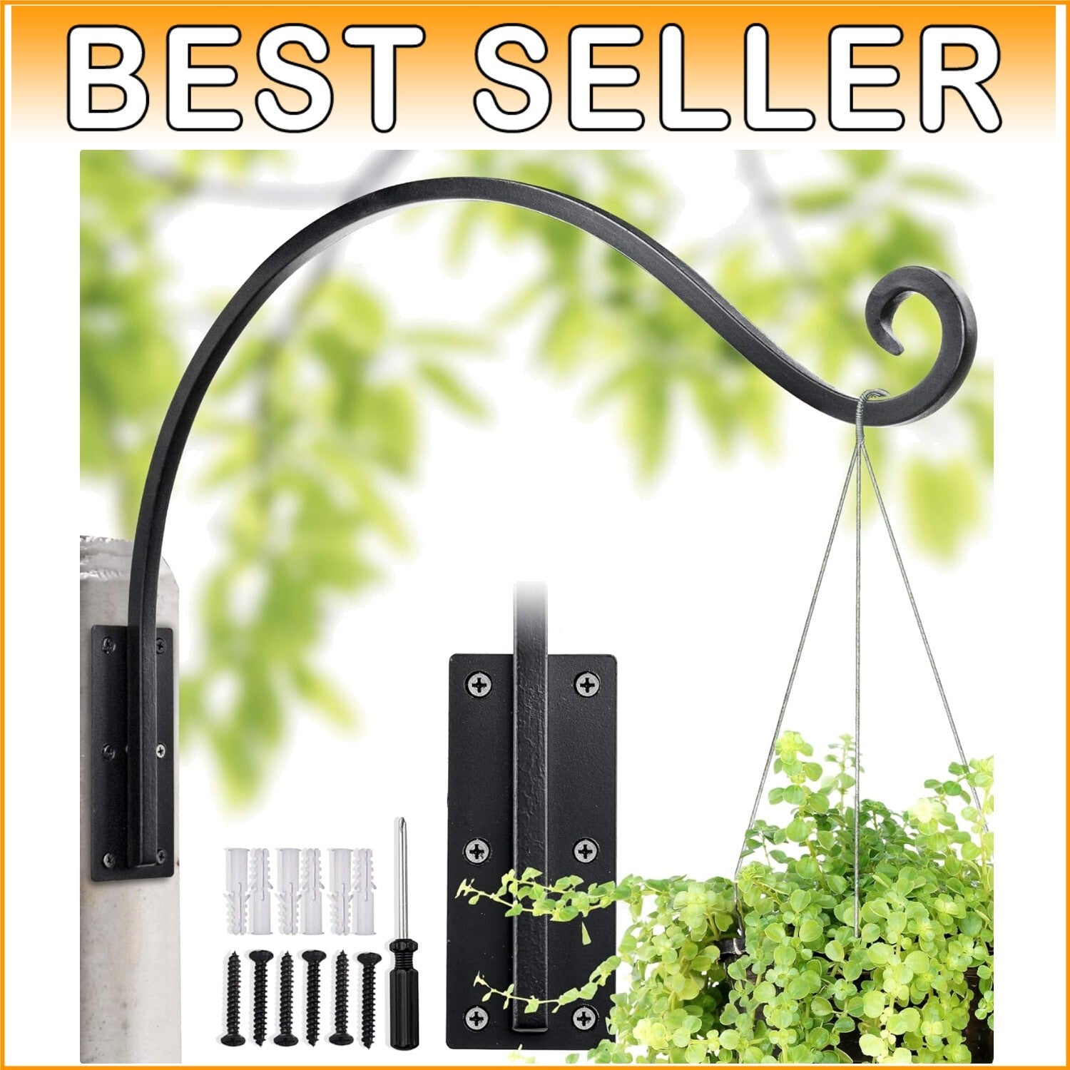 Durable 22-Inch Heavy Duty Wrought Iron Plant Hanger for Garden Elegance