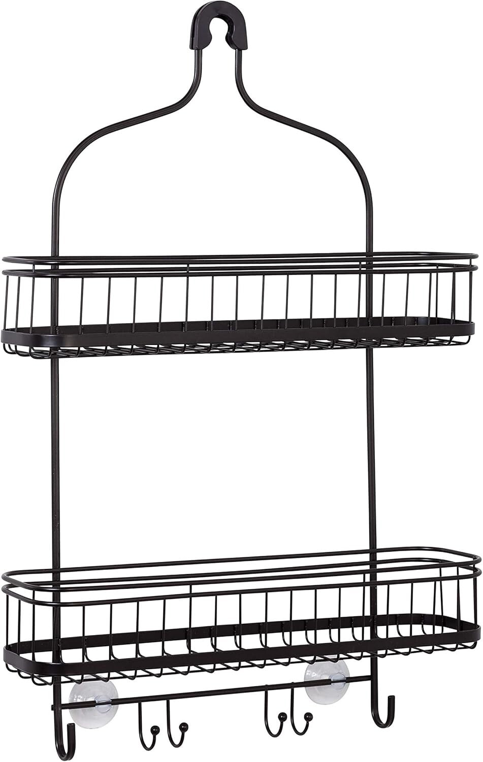 Elegant Rust-Resistant Shower Caddy with Extra Wide Shelves & Hooks - Bronze