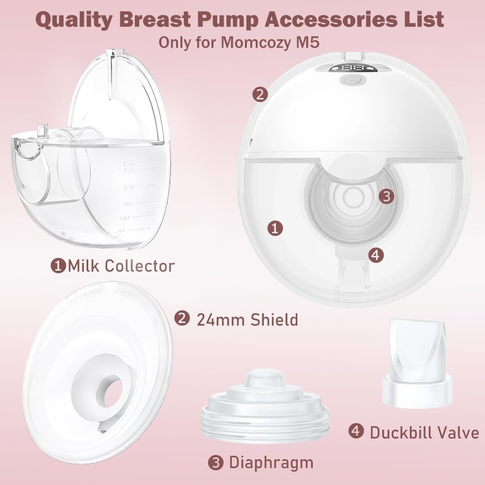 Efficient Breast Pump Parts Set with 24mm Flange and Milk Collector for Moms