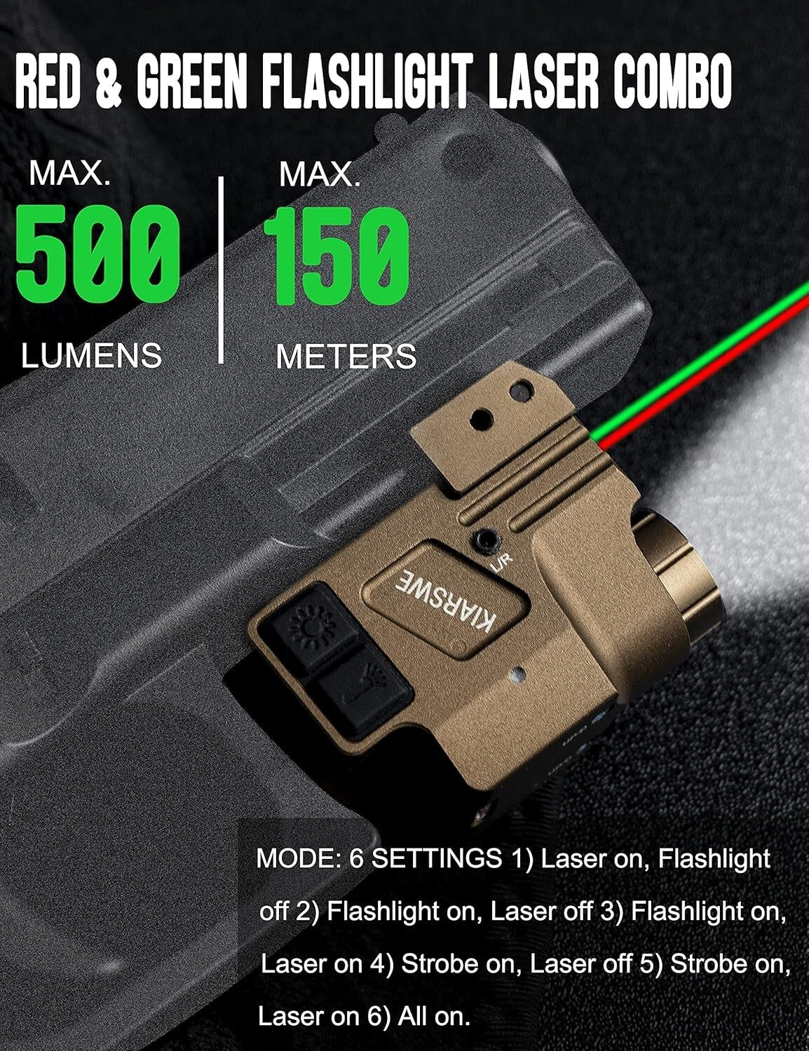 Picatinny-Compatible Red Green Laser Combo for Pistol & Rifle Accessories