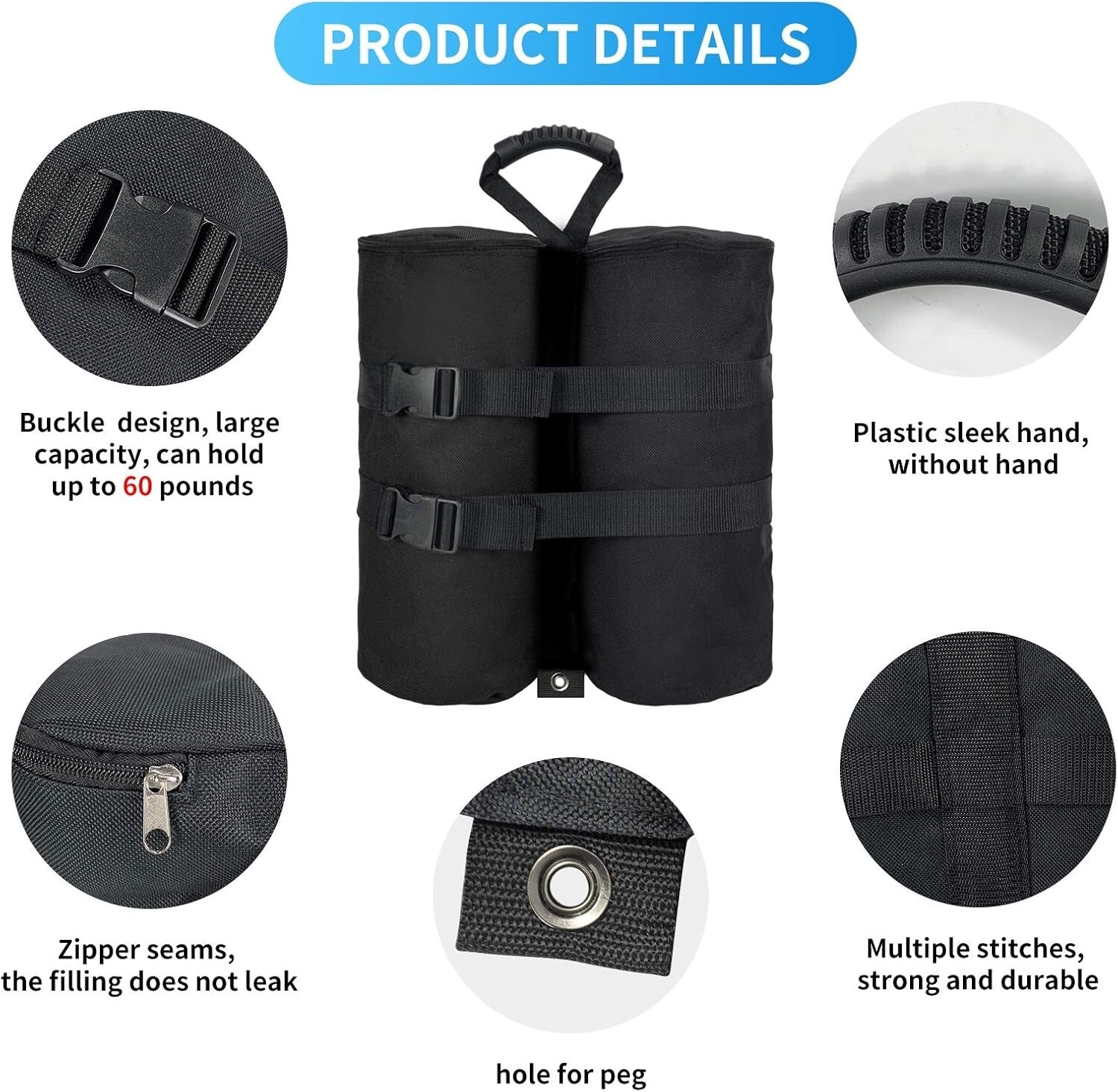 Heavy-Duty 240 lbs Weight Bags for Canopies - Waterproof Sandbag Set of 4