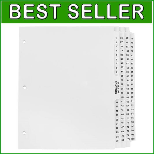 Durable Letter Size Numbered Dividers 1-100 with Bold AVE Tabs - 3-Hole Punched