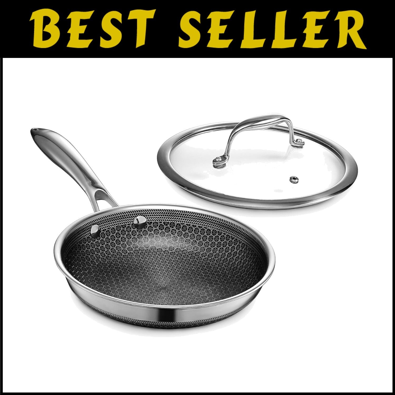 Tri-Ply 8-Inch Nonstick Frying Pan with Tempered Lid - Dishwasher Safe & Durable