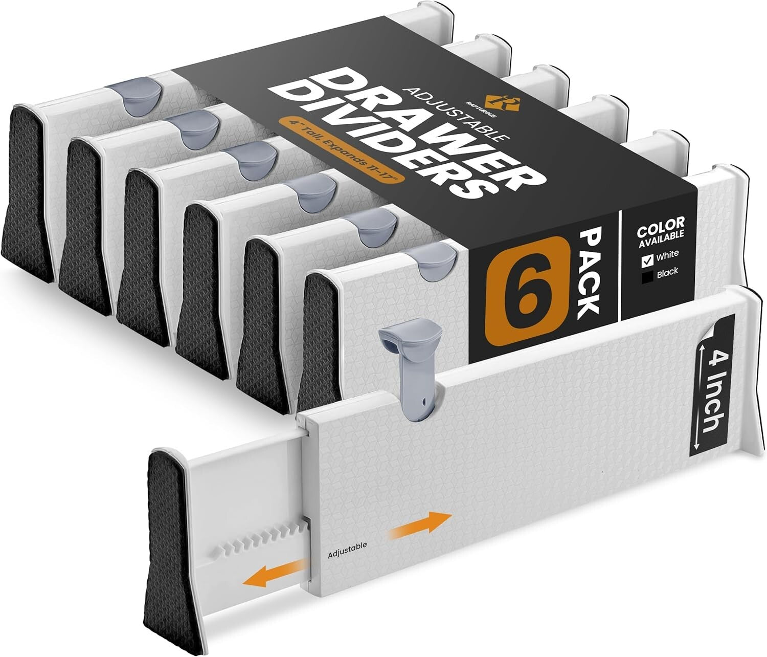 6 Pack Adjustable Drawer Organizers - Stylish Storage Solution for Every Room