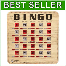 Load image into Gallery viewer, Durable Woodgrain Bingo Cards with Sliding Windows - Ideal for Family Gatherings