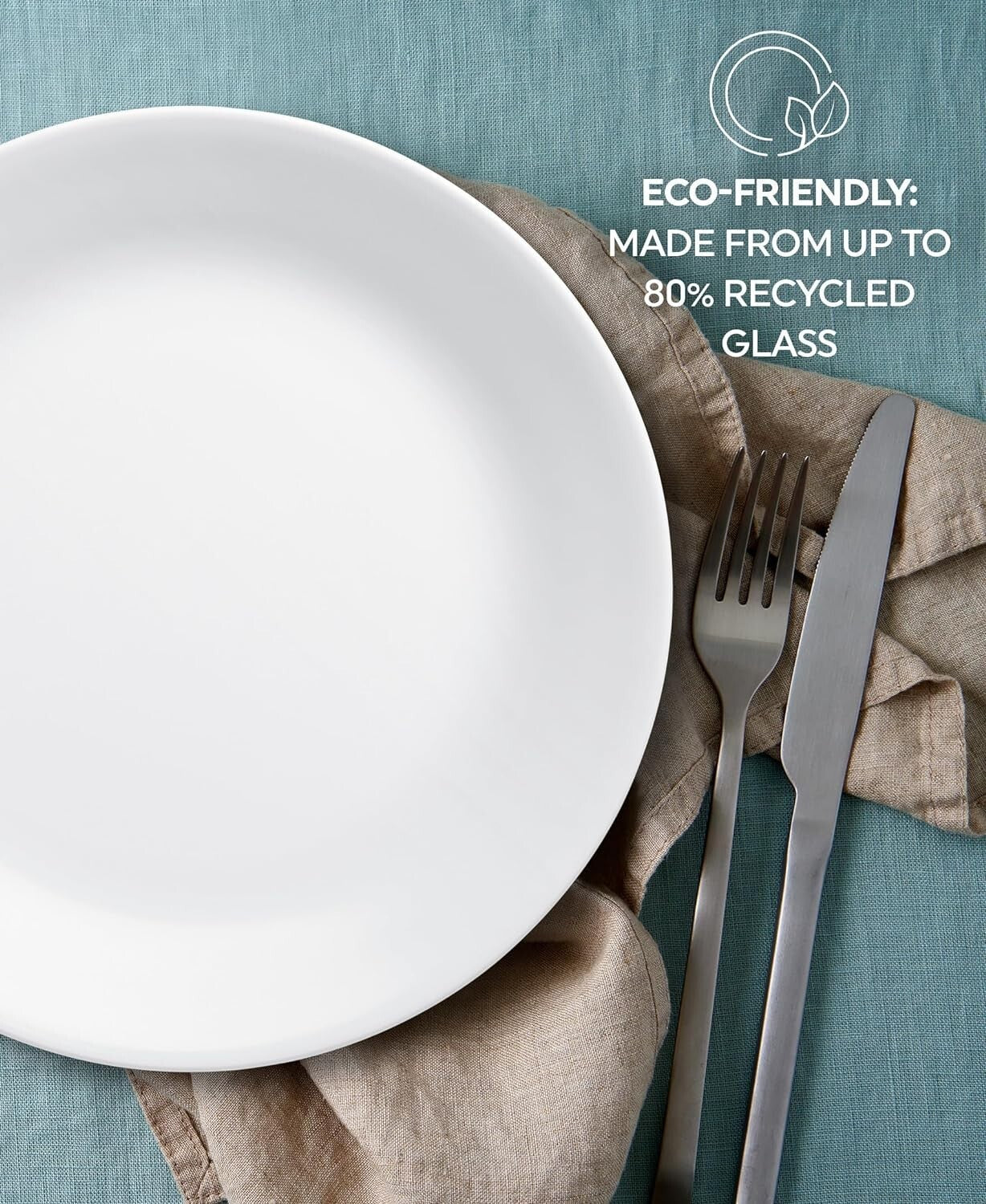 Elegant 18-Piece Winter Frost White Dinnerware Set, Lightweight & Chip Resistant