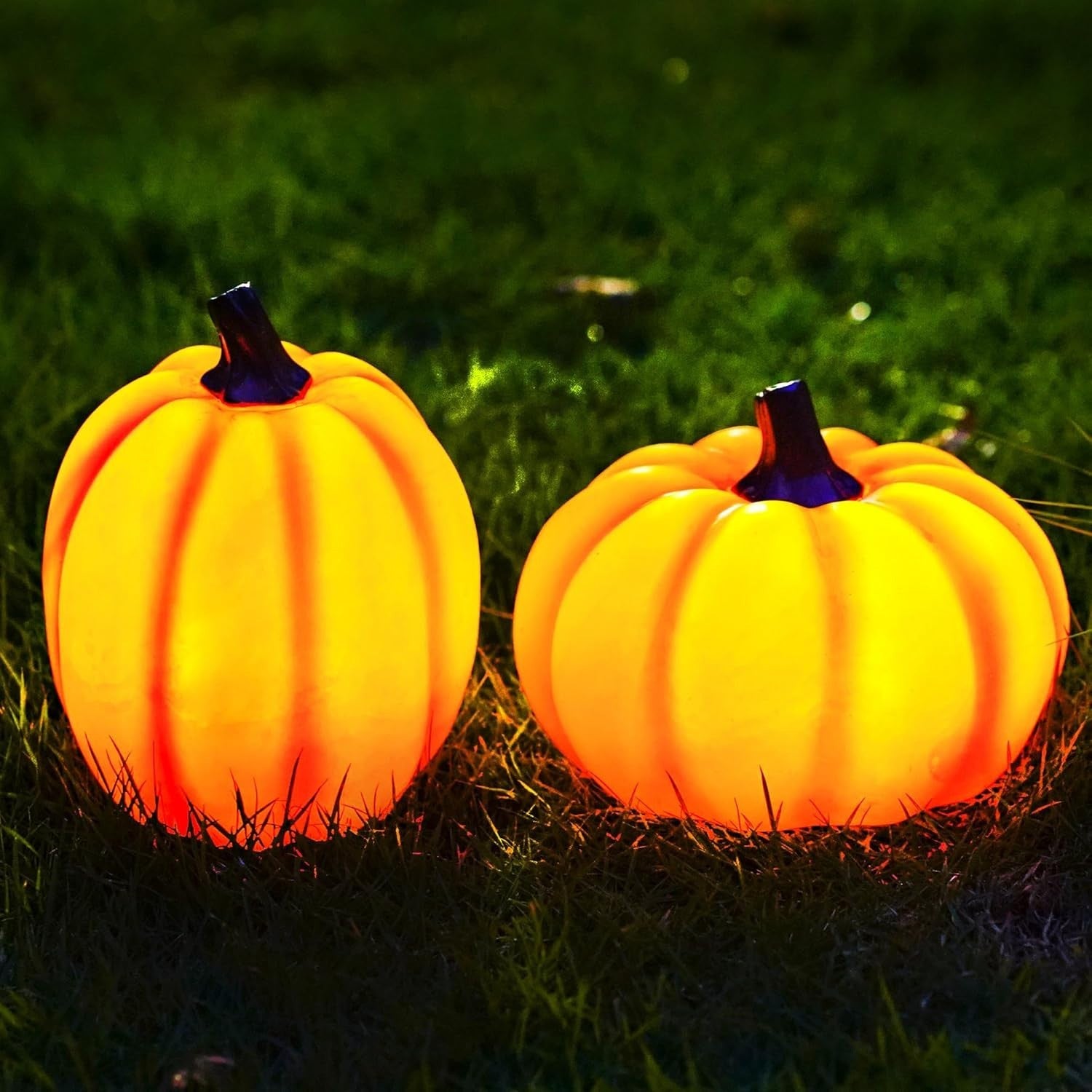 2 Pack Solar Pumpkin Garden Lights - Perfect for Halloween & Thanksgiving Decor