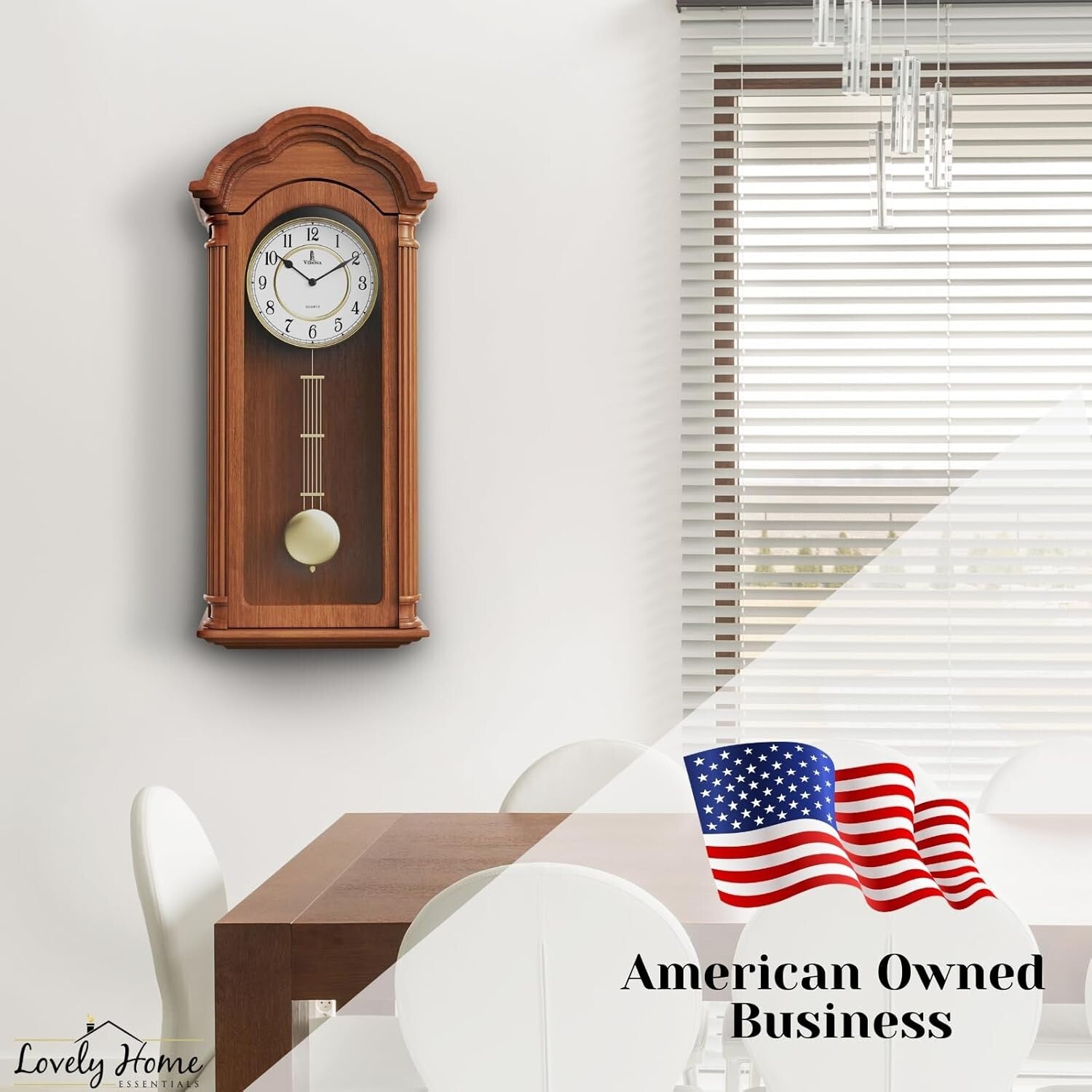 Elegant Wooden Pendulum Wall Clock - Battery Operated, 26x12 Inch Decor