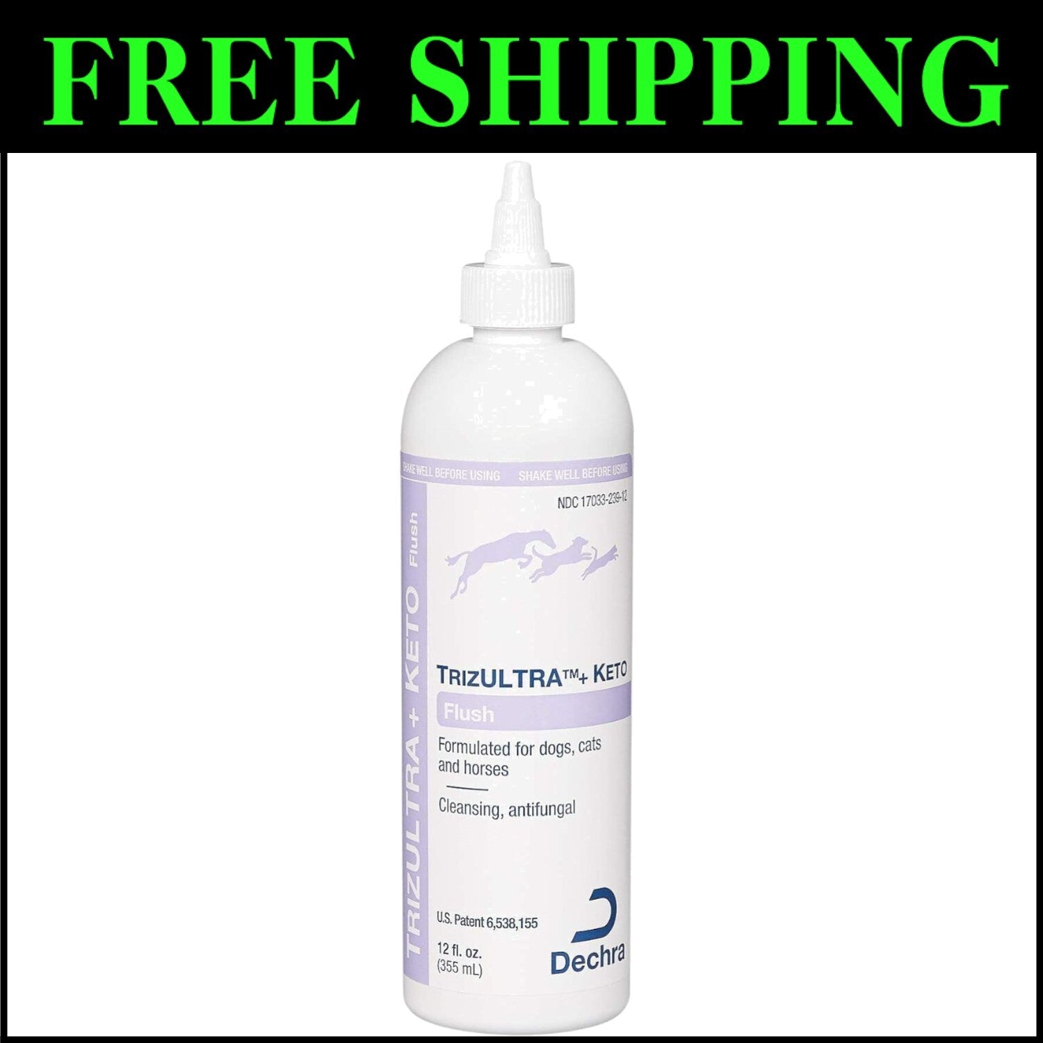 Gentle & Non-Stinging Ear Cleanser for All Pets - 12oz TrizULTRA + Keto