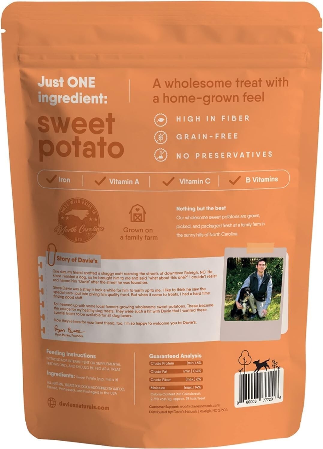 Davie's USA-Made Sweet Potato Chews for Dogs - 2 lb Pack of Healthy Treats