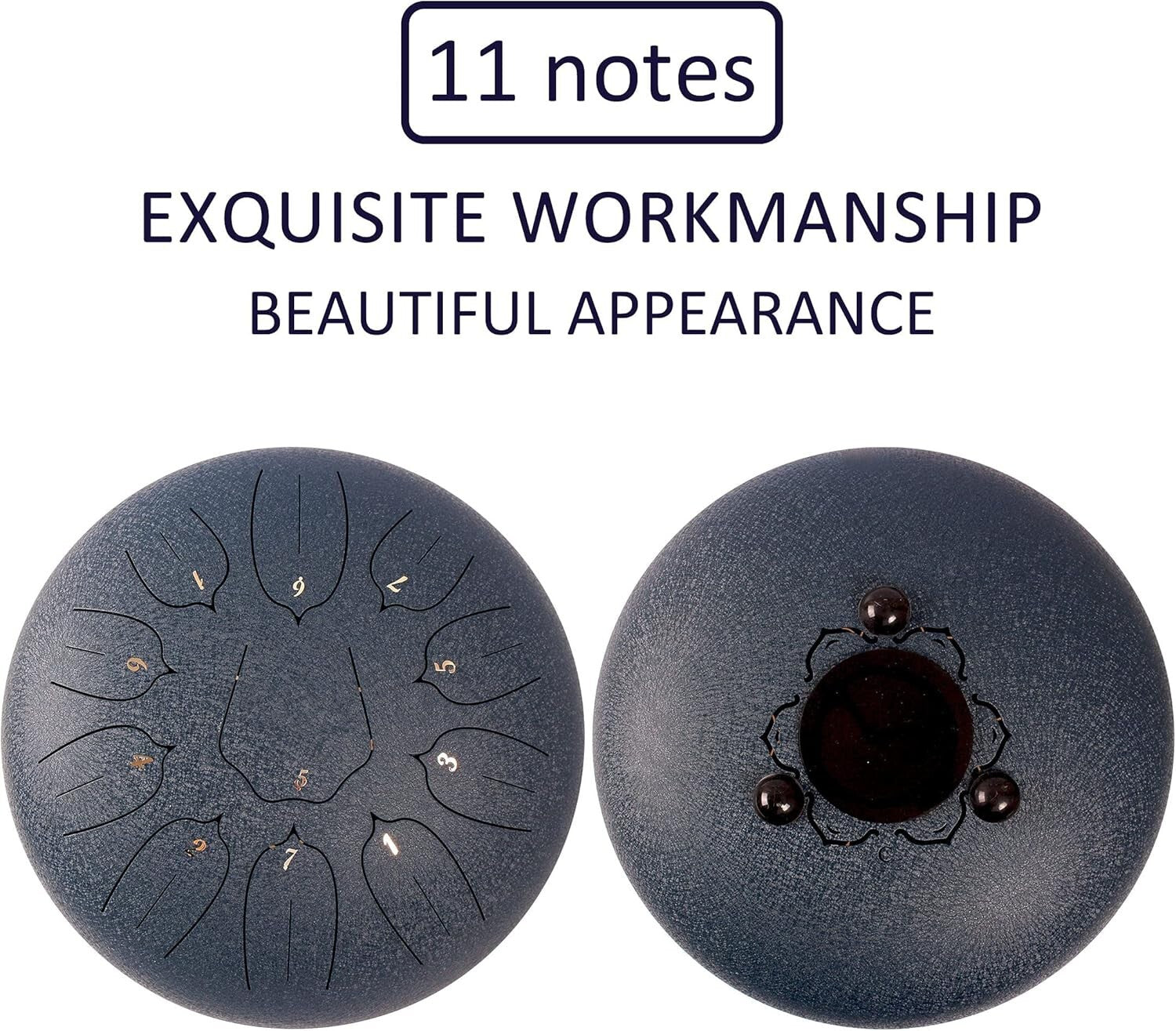 Beginner-Friendly 12" Steel Tongue Drum - Dark Blue for Meditation & Therapy