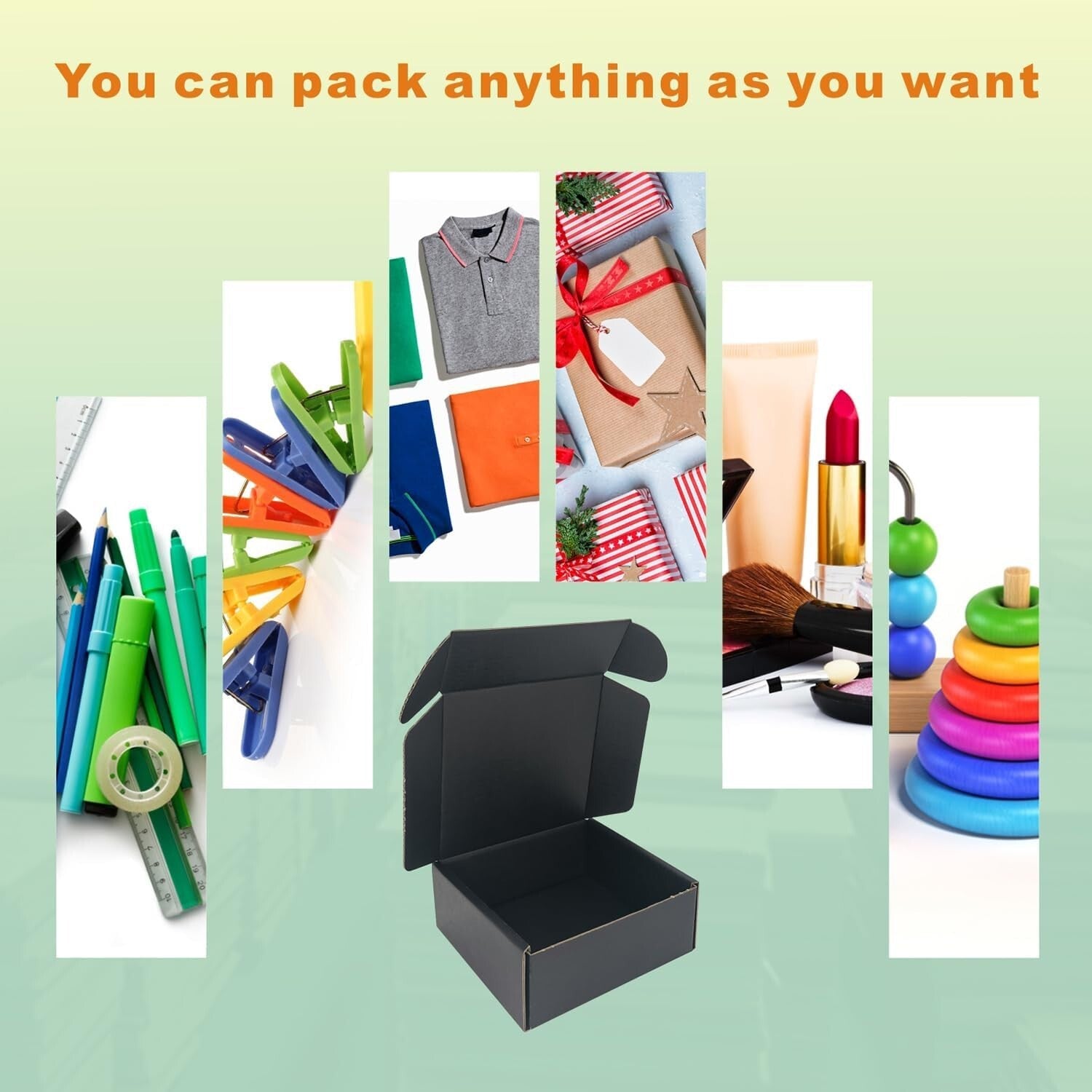 5x5x2'' Black Mailers - 400 Pack Eco-Friendly Shipping Boxes for Small Items