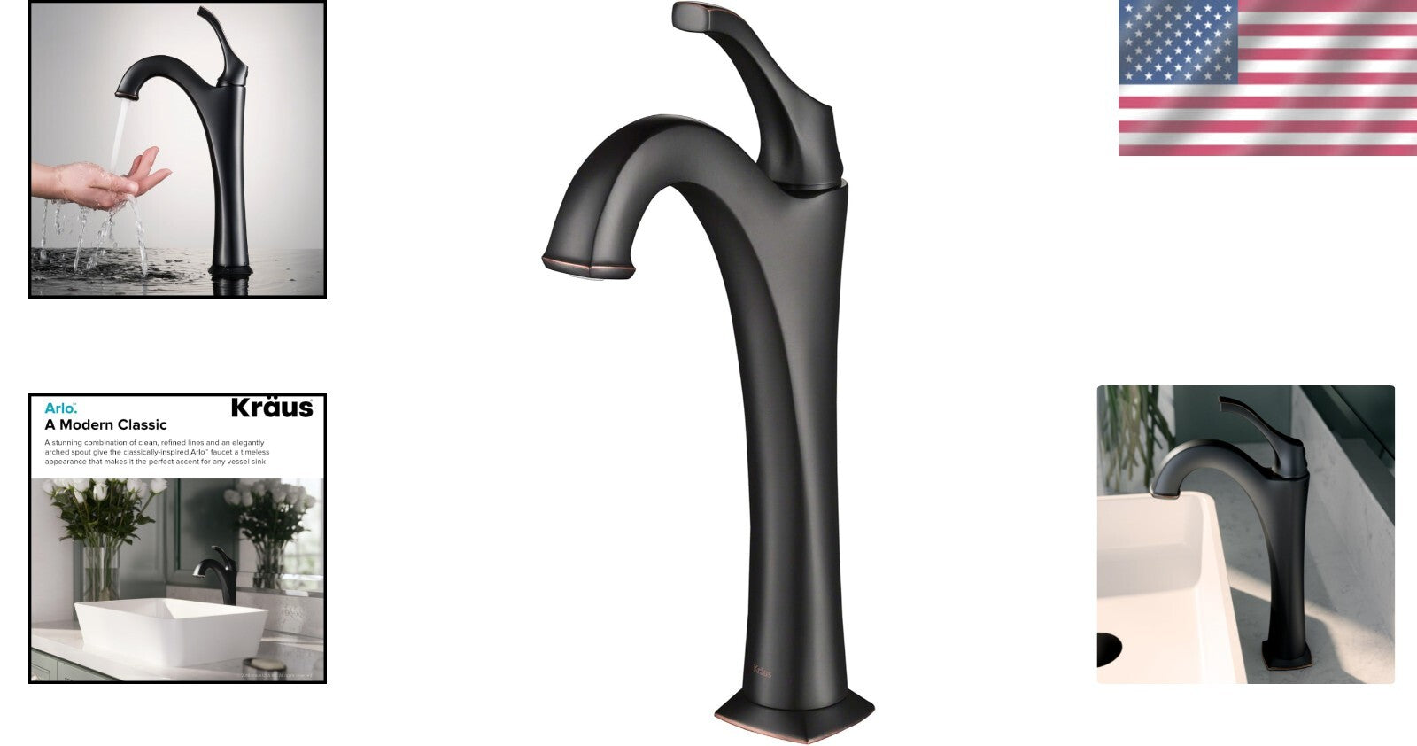 Arlo Oil Rubbed Bronze Single Handle Vessel Faucet with Pop-Up Drain Included
