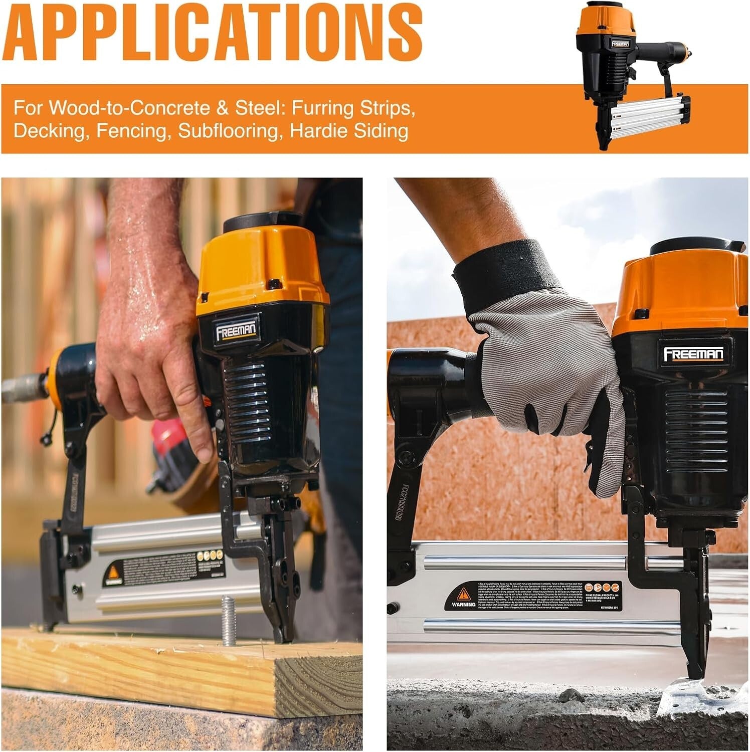 Heavy Duty Pneumatic 14-Gauge T Nailer for Concrete and Steel - 5/8'' to 2-1/2''