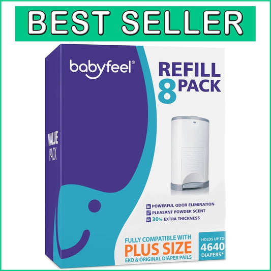 8 Count Extra Durable Refill Bags for DEKOR PLUS Diaper Pail - Odor Eliminating