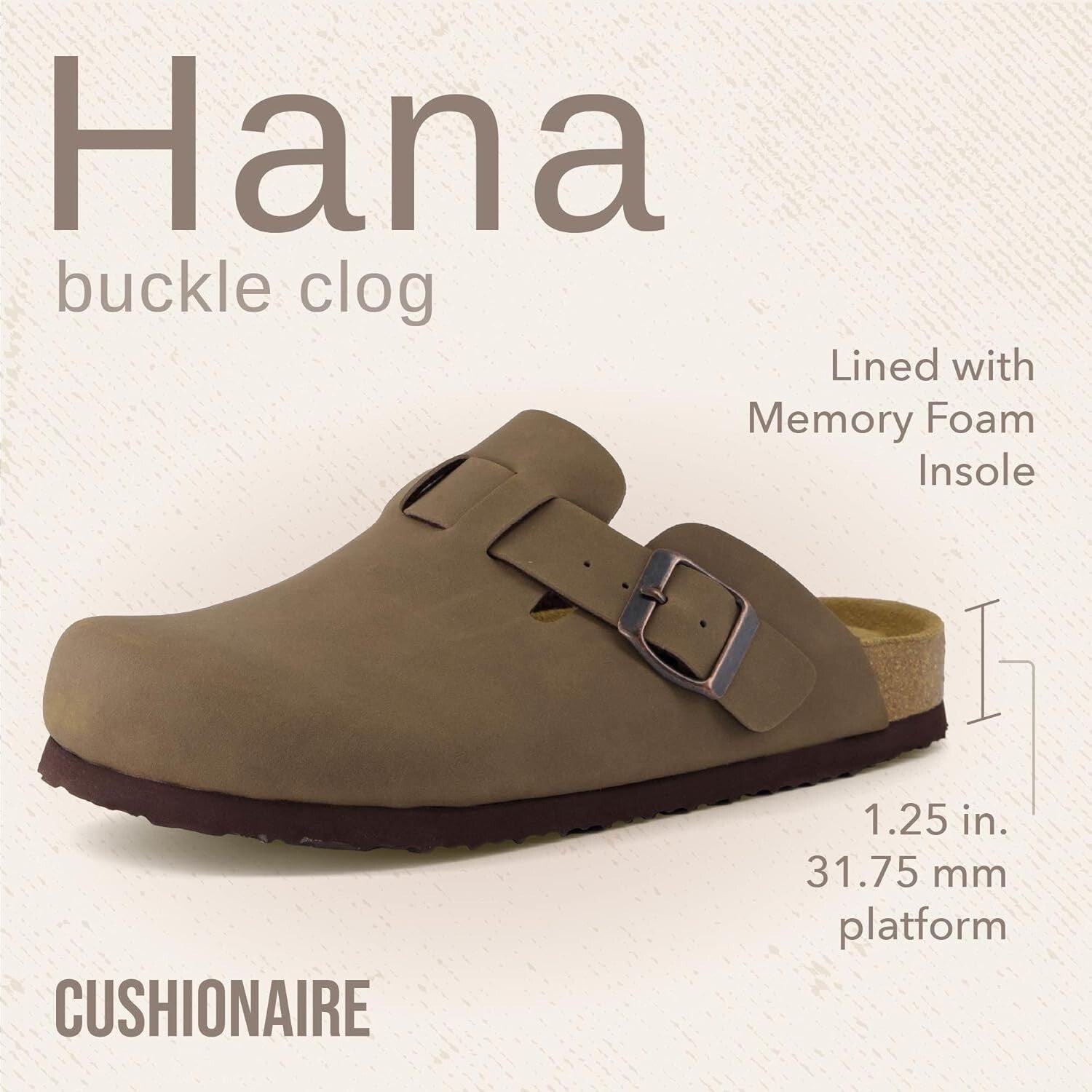 Hana Women's Clogs with 1.25-Inch Heel and Memory Foam - Perfect for Lounging
