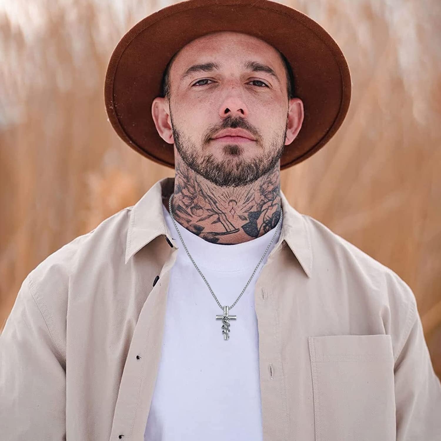 Elegant S925 Sterling Silver Dragon Cross Urn Necklace for Ashes Keepsake