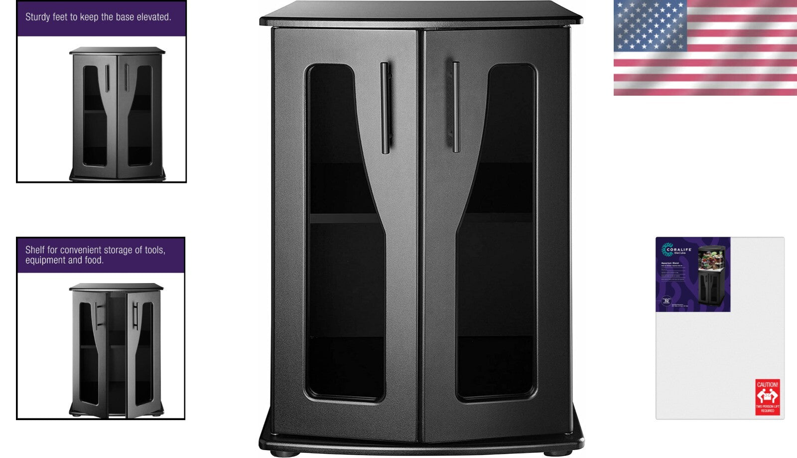 Durable 32 Gallon BioCube Aquarium Stand with Storage Shelf & Cord Management