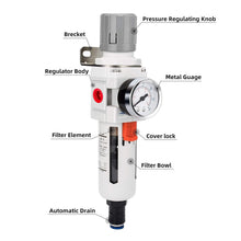 Load image into Gallery viewer, Auto Drain Air Filter/Regulator Combo with 5 Micron Filter &amp; Metal Bracket