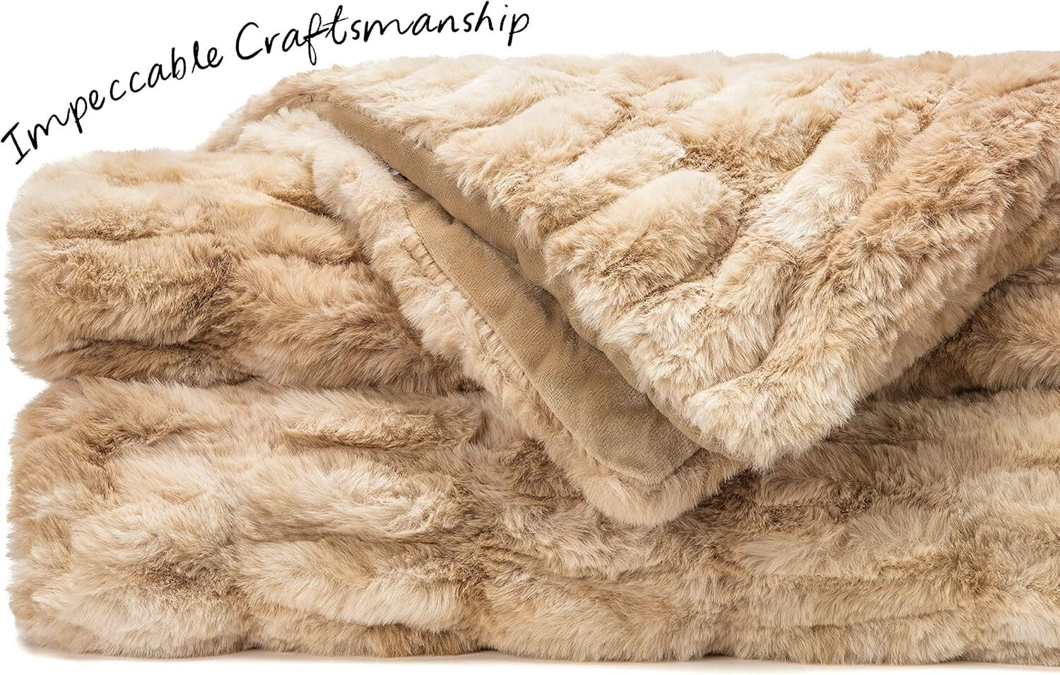 Soft Reversible Faux Fur Throw Blanket - 108" x 86" - Perfect for Home & Travel