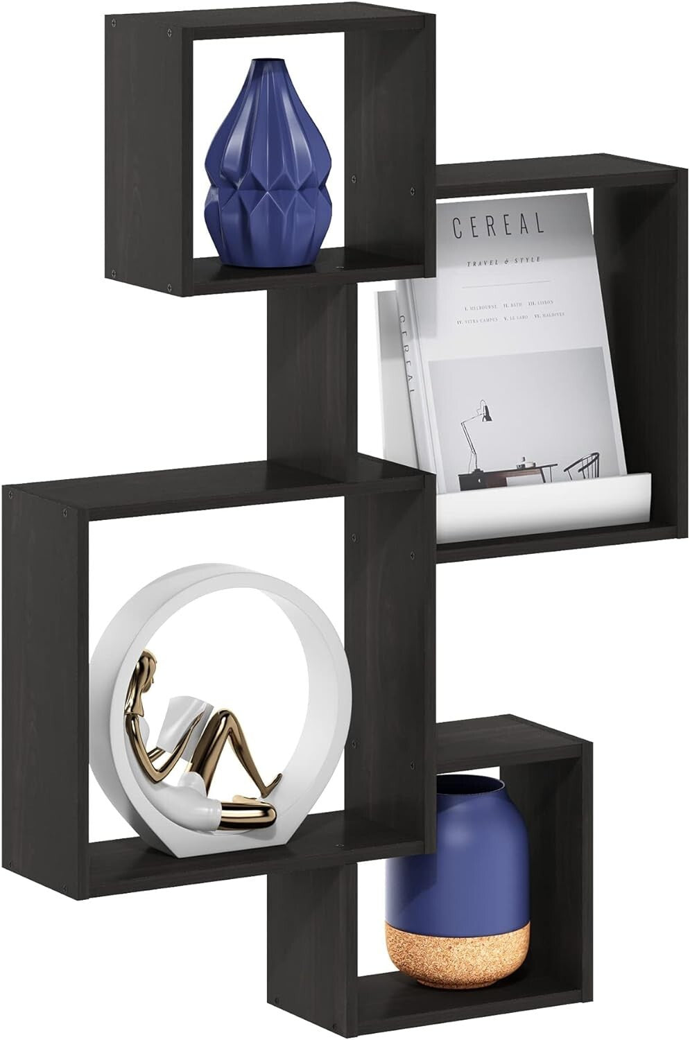 Durable Wall Mounted Espresso Floating Shelves - Set of 4 for Home Organization